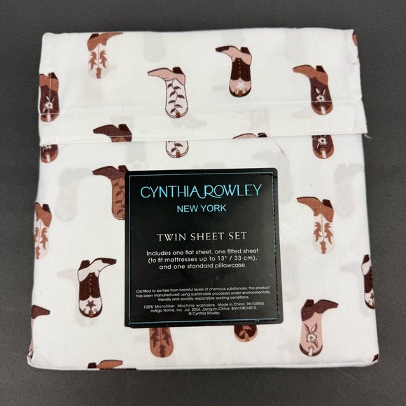 Cynthia Rowley Other - Cynthia Rowley New York‎ Twin Sheet Set with Cowboy Cowgirl Western Boots New